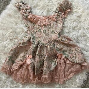 Sugar Thrillz x Dolls Kill- TEA AND CIRCUMSTANCE BROCADE MINI DRESS - PINK